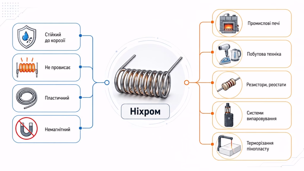 Практичне застосування та головні переваги ніхрому