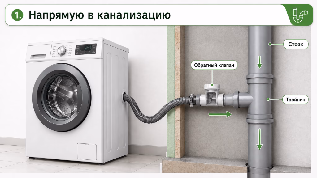 Подключение к канализационной трубе напрямую